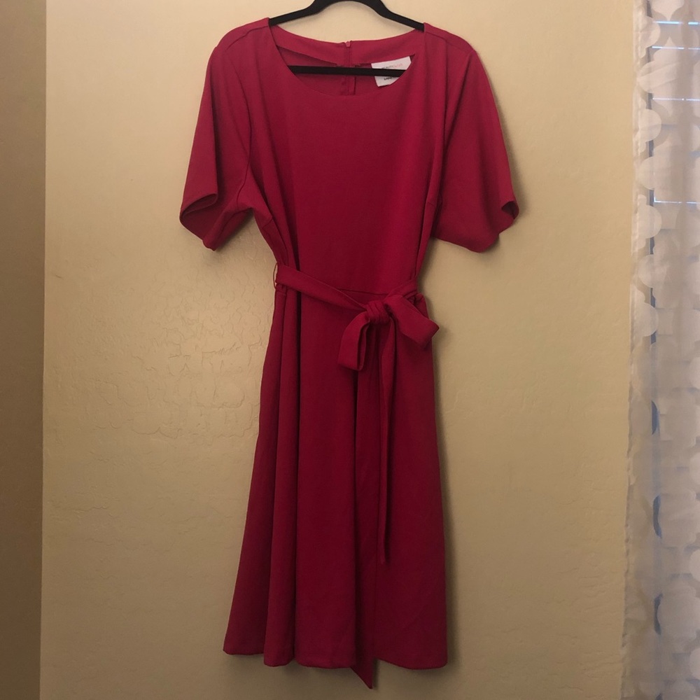 Dark Pink belted Dress